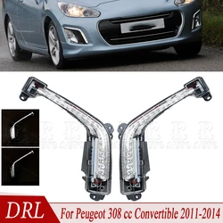 For Peugeot 308 cc Convertible 2011 2012 2013 2014 Car Front BumperLED DRL Daytime Running Lamp Daytime Light 6206X4 6208X4