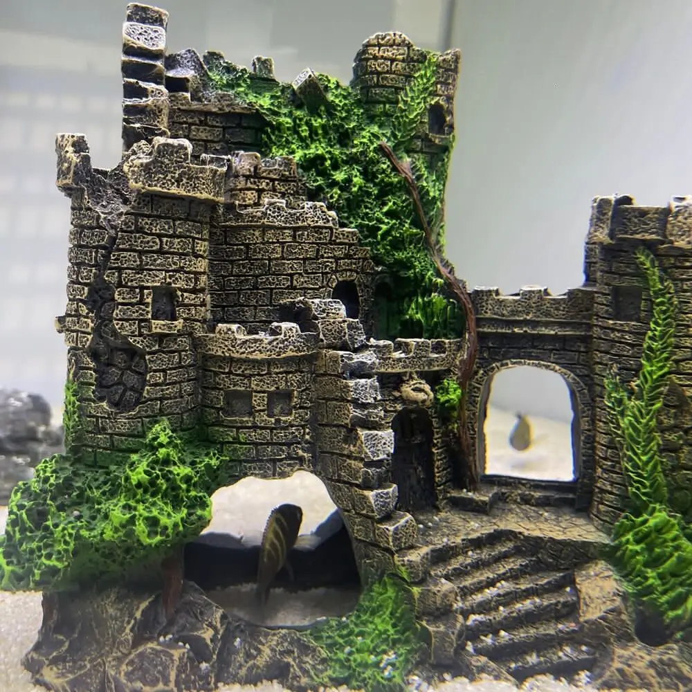 Artificial Doctive Ancient Castle Fish Tank Landscape Pet Decor Aquarium Simulation Aquatic Ornaments Figurines Miniatures