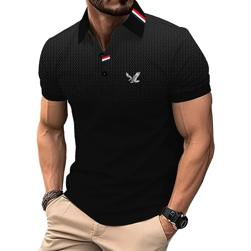 Men Short Sleeve Polo Shirt Summer Polo Shirt Men Gradient Color Polo Shirt Golf Polo Shirt Tops Men Fashion Casual Polo Shirt