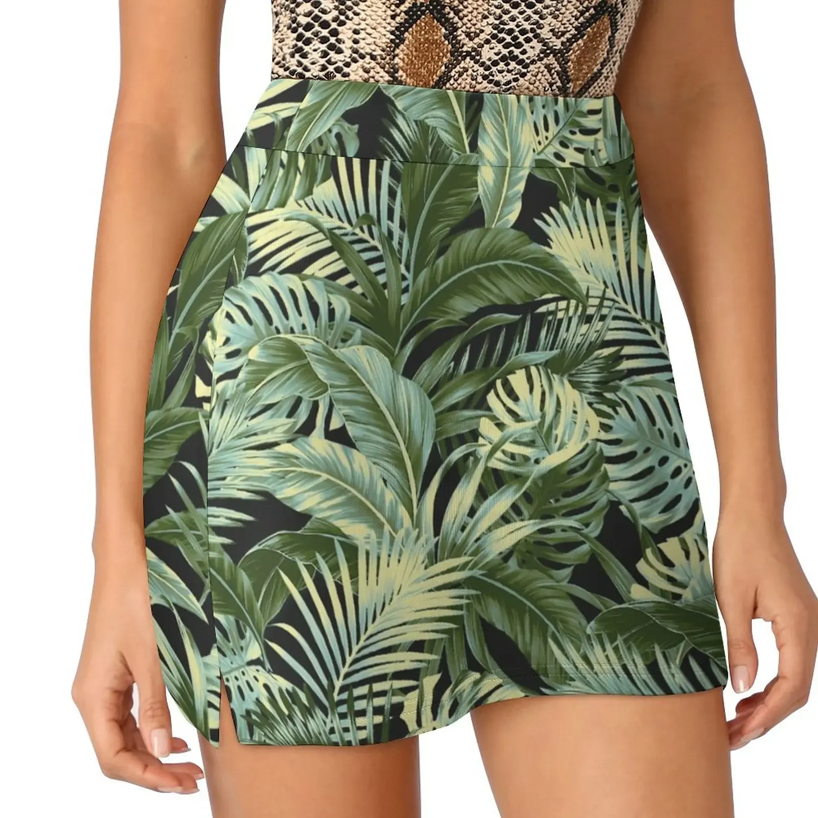 

Jungle Floral - Charcoal Mini Skirt 90s aesthetic Women's skirt