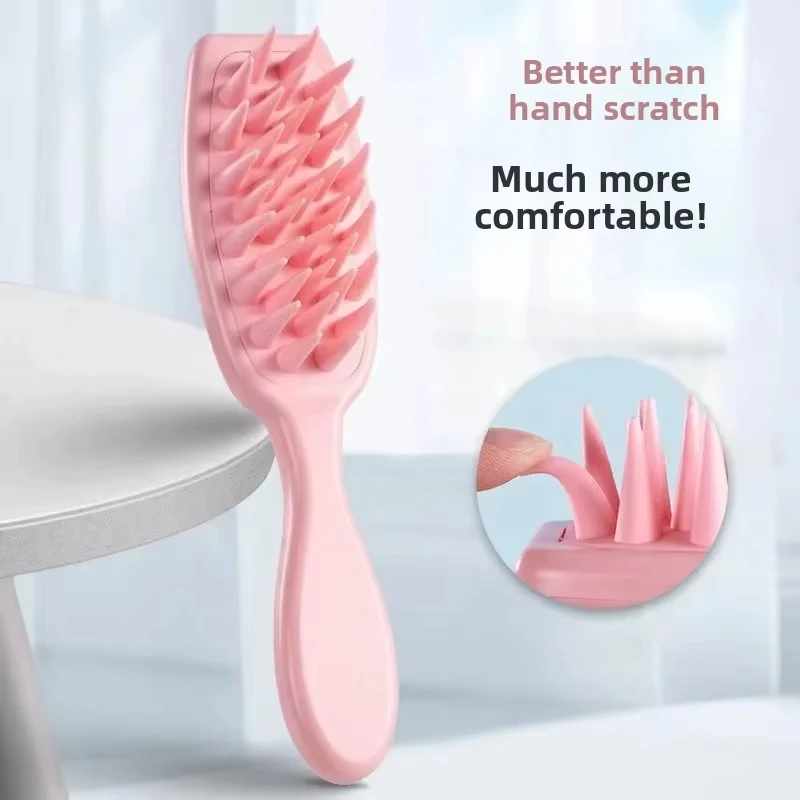 مقبض طويل سيليكون فرشاة شعر فروة الرأس تنظيف مشط شامبو تدليك فرشاة غسل الشعر مشط المهنية صالون تصفيف الشعر أداة #2