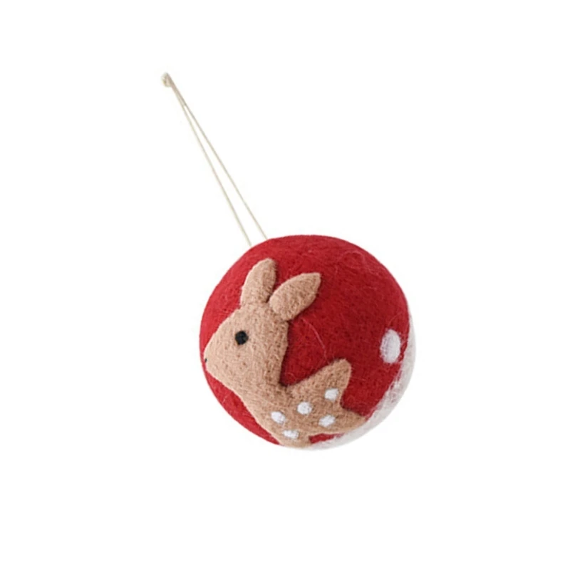 Soft Felt Holiday Ball Ornament with Hanging Loop, 9CM Christmas Tree Felt Ball Decoration for Wreaths, Mantels and Shelf