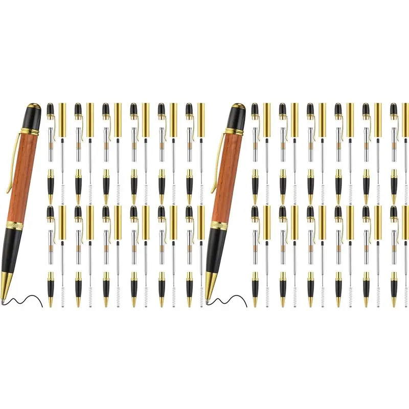 

AB34-24-Pack Wooden Pen Set, Rotating Ballpoint Pen Set With Replacement Copper Turntable, DIY Classroom Supplies C