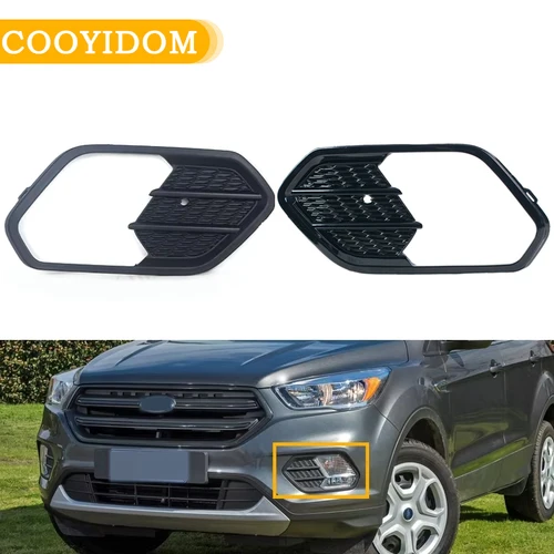 Luz antiniebla del parachoques delantero del coche, cubierta de rejilla de marco para Ford Escape Kuga 2017 2018 2019, cubierta embellecedora de luz antiniebla delantera cromada