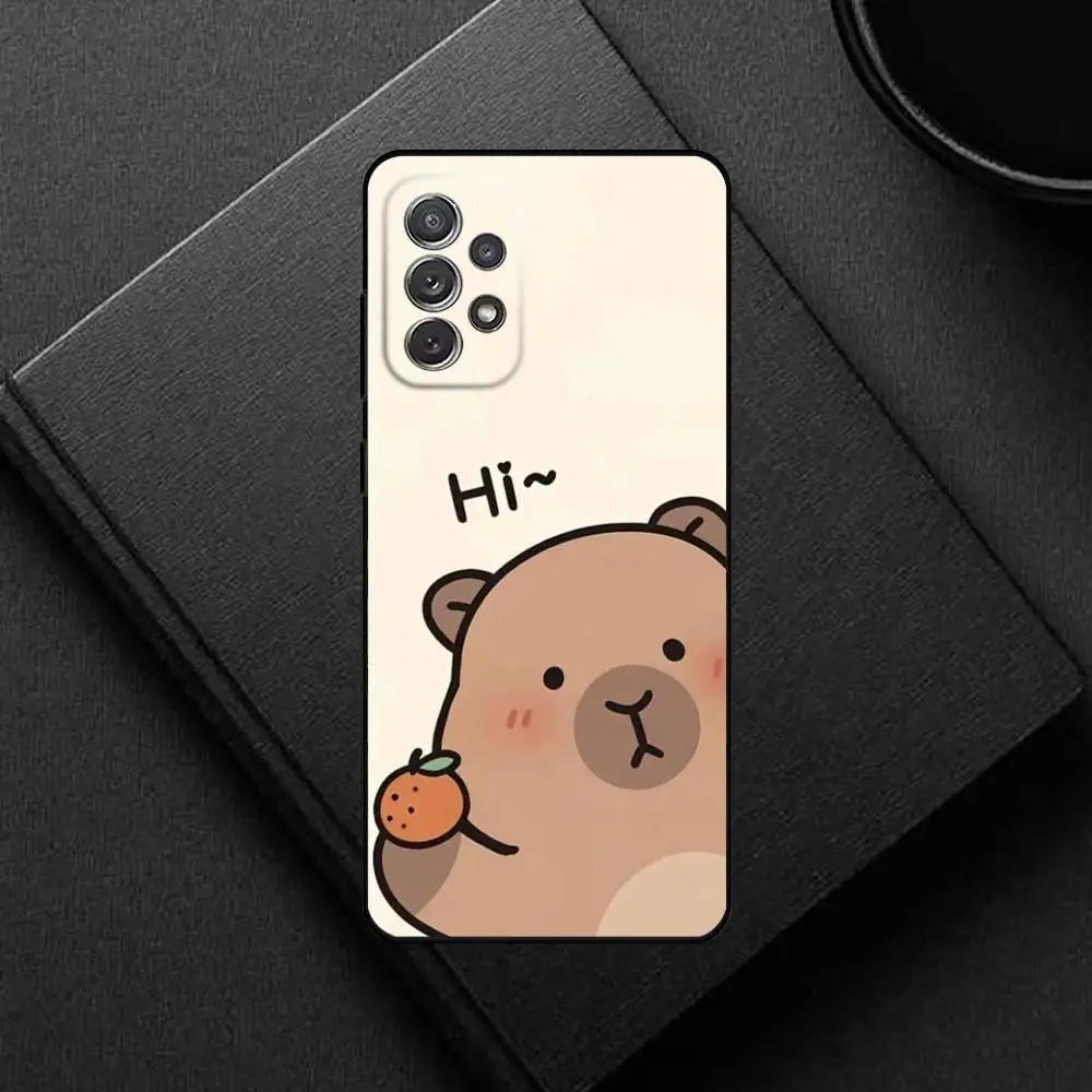 حافظة هاتف كابيبارا اللطيفة لهاتف سامسونج S25، S24، S21، S22، S23، S30، Ultra، S20، Plus، غلاف أسود ناعم #3