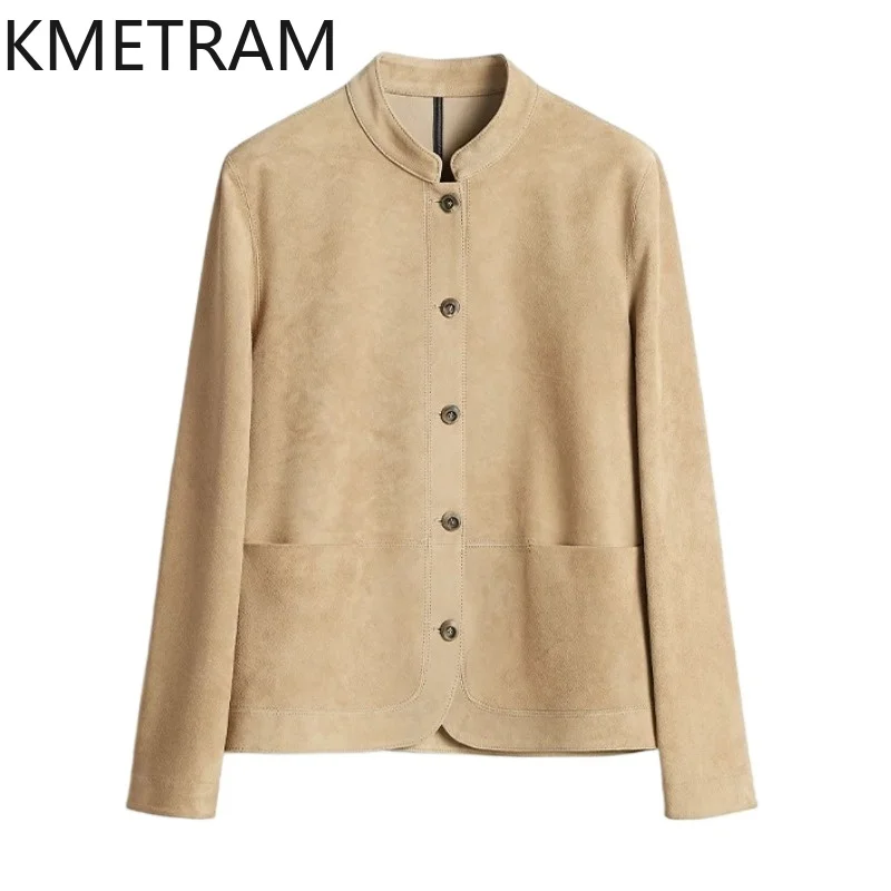 ETRAM High Quality Crossbreed Sheep Suede Genuine Leather Jacket Woman Vintage Leather Coat Short Coats Casual Outerwear 자켓 2026