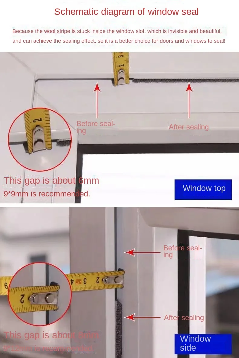 5/10/20M Neues Winddichtes Dichtungsband für Zuhause, Felltürdichtung, Schalldämmung für Türen und Fenster, Staubschutzstreifen, Wetterschutzleiste – Detail 2