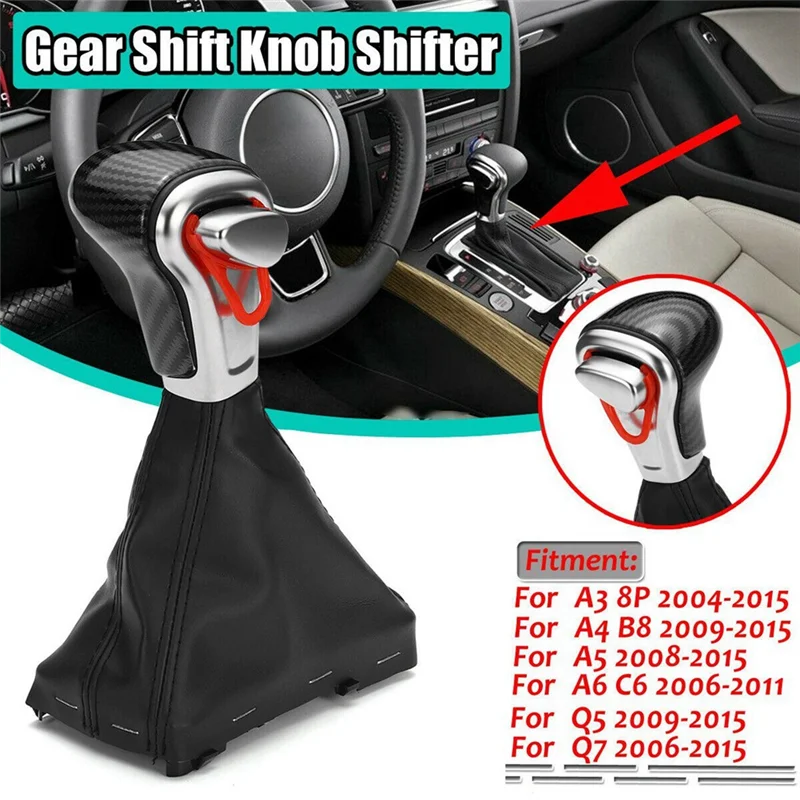 Inner Shifter Shift Knob Shifter with Tie Downs Protective Cover Car for A3 A4 A6 C6 Q5 2009-2012