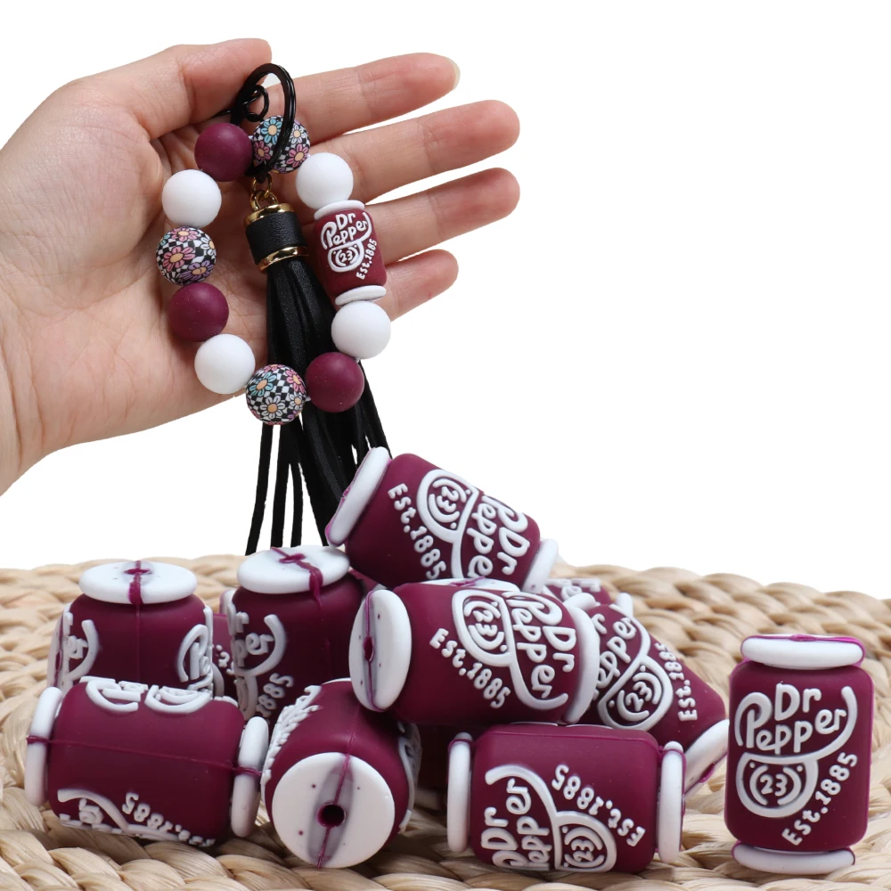 6 قطعة ثلاثية الأبعاد سيليكون الخرز شرب زجاجات شكل سيليكون البؤري الخرز لصنع المجوهرات سوار المفاتيح لوازم الحرفية