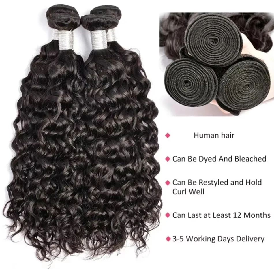 Unprocessed Malaysian Remy Human Hair Weave Extensions Wet and Wavy Hair Bundles cheveux humain 12A Water Wave Bundle Deals