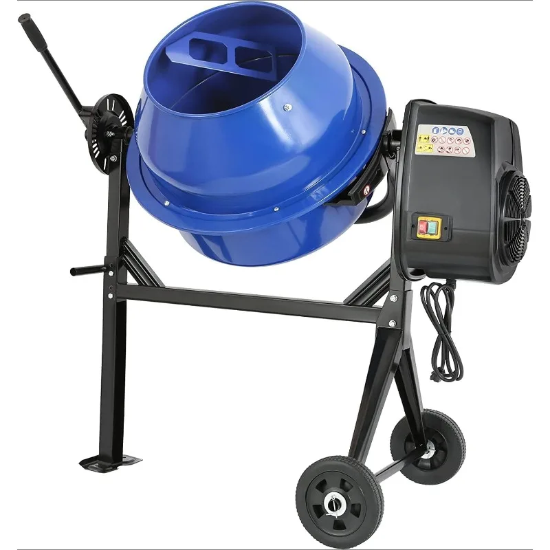 Electric Cement Mixer, 4 Cubic Ft. Portable Concrete Mixer Machine, Wheelbarrow Cement Mixing Tools for Stucco