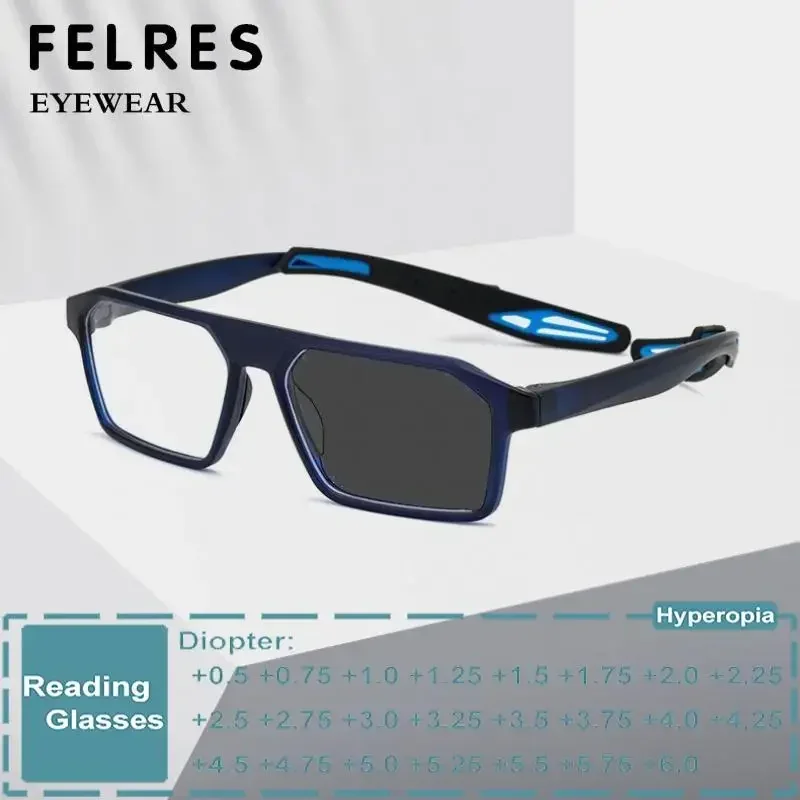 FELRES Photochromic Reading Glasses Outdoor Sports Anti-Skid Mirror Frame TR90 Basketball Glasses Prescription Glasses Frame