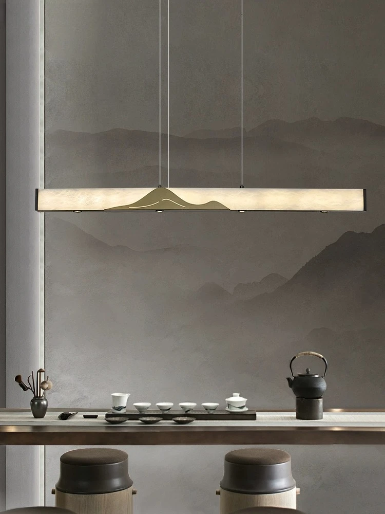 

Japanese Style Marble Pendant Lamp Restaurant Lamp Zen Chinese Style Bar Counter Tea Room Long Strip Designer Lighting Fixture
