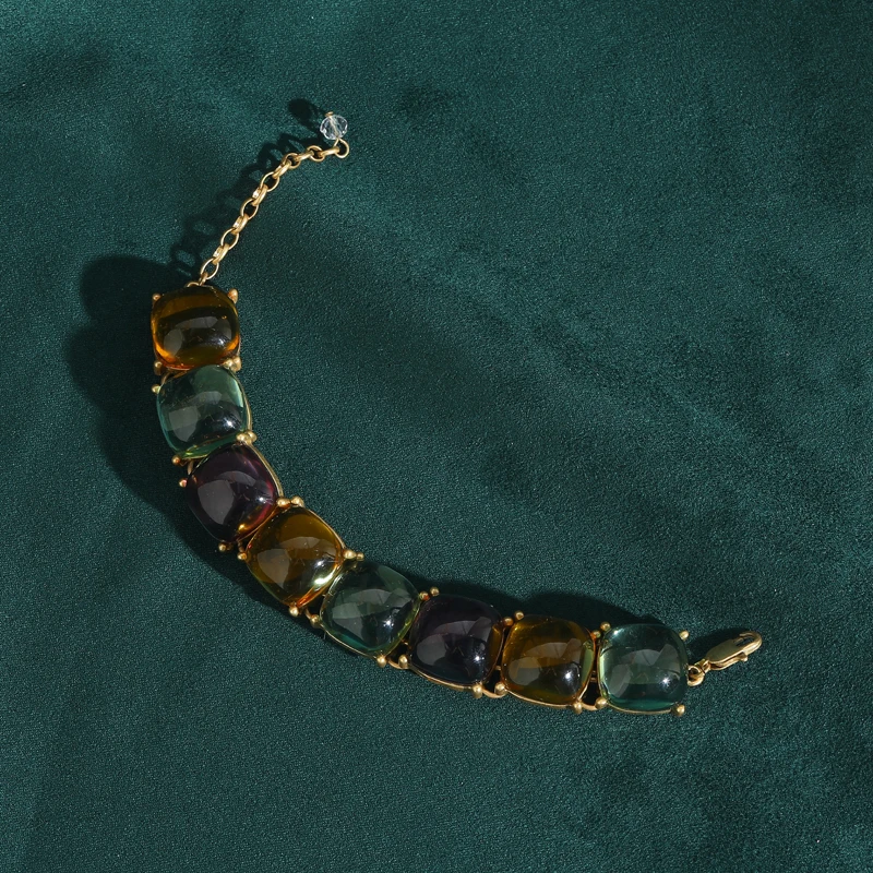 Vintage Colored Candy Glaze Charm Bracelets For Women Round Cute Valentine Day Gift Gothic Jewelry Gold Color Accessories 2025