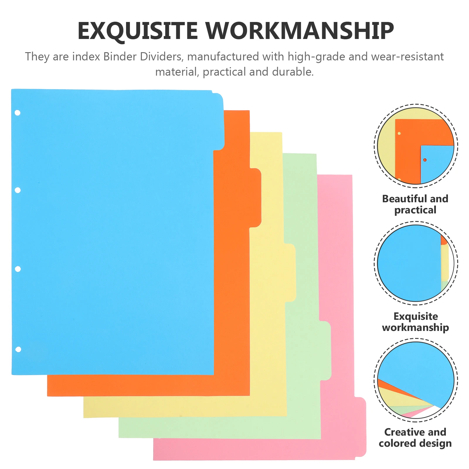 20 Pieces Colored Index Dividers A4 B5 Notebook Tabs Monthly Binder Classified Pages Separators for Journal Notebooks