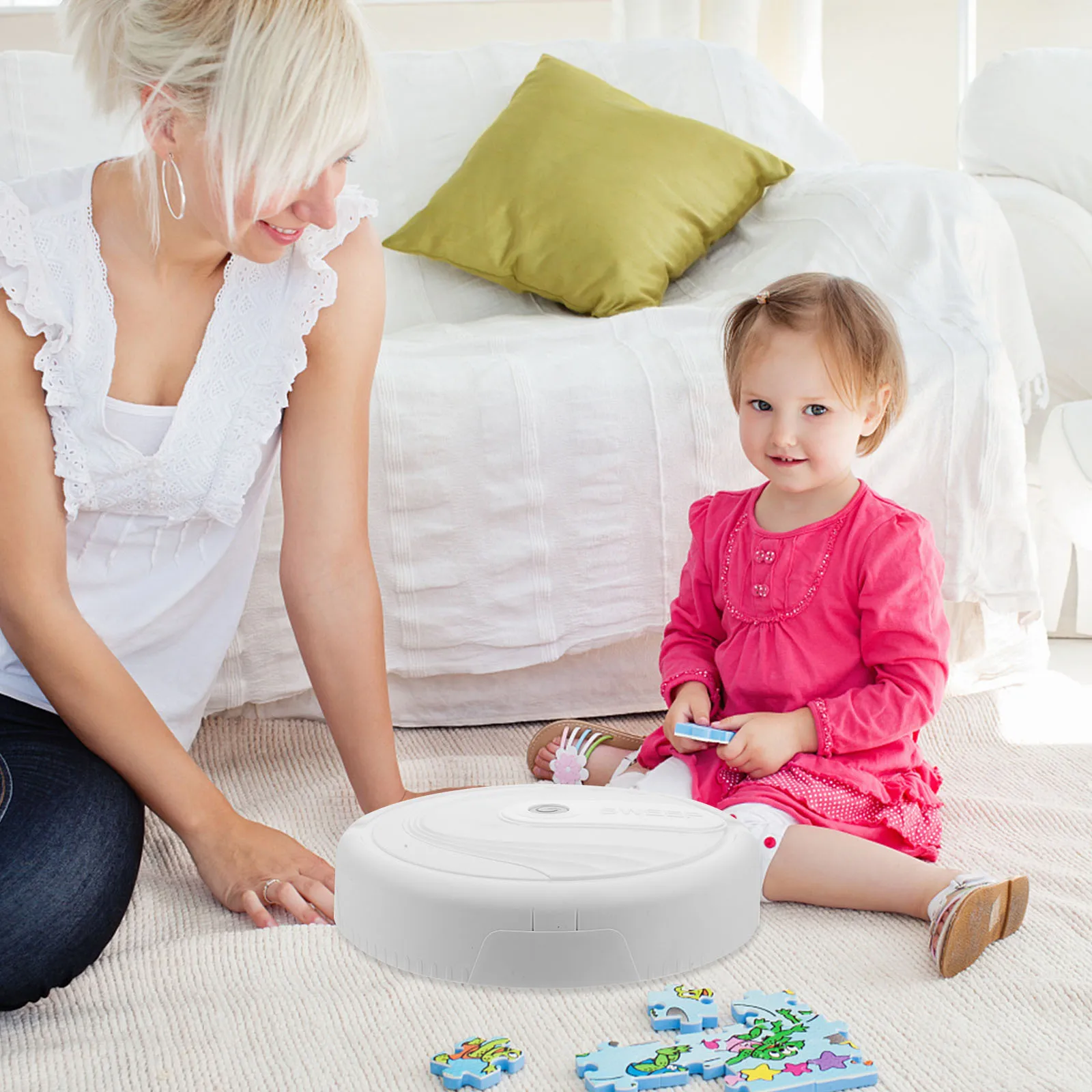 

Simulation Floor Mopping Robot Kids Role Play Rechargeable Artificial Sweeper Eco-Friendly Safe Educational Gift White