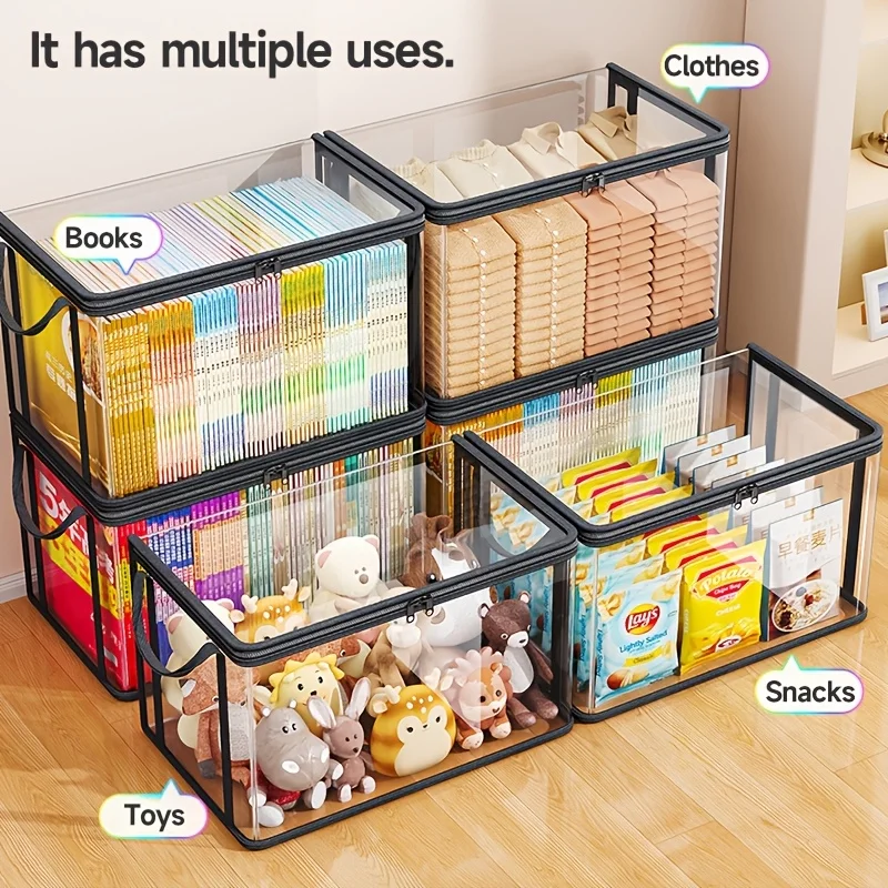

1pcs Ransparent PVC Home Large Capacity Textbook Storage Pouch Multi-Use Storage Box for School Supplies Home Office Organizer