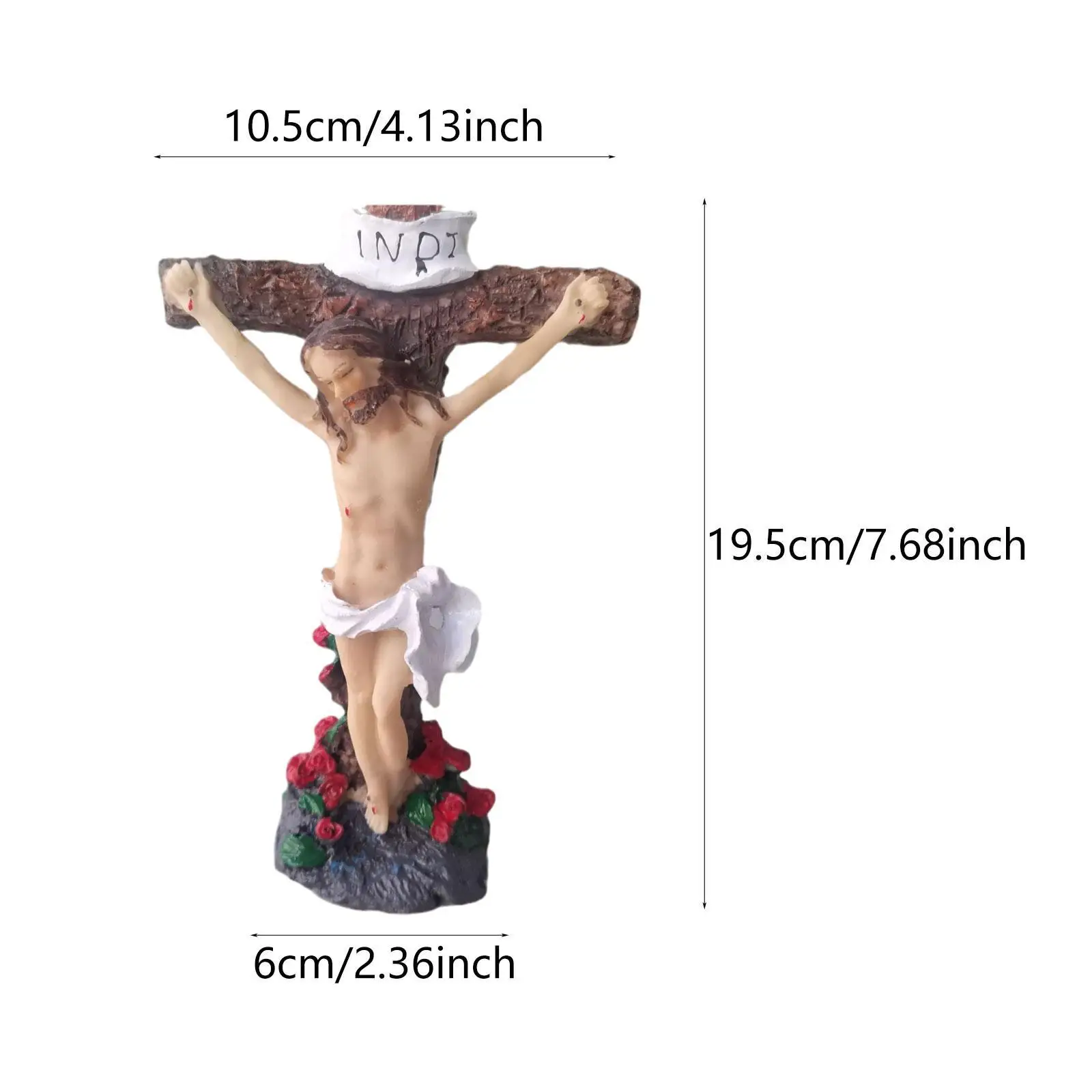 Jesus Crucifix Crosses Figurine Resin Statue for Bookshelf Yard Living Room