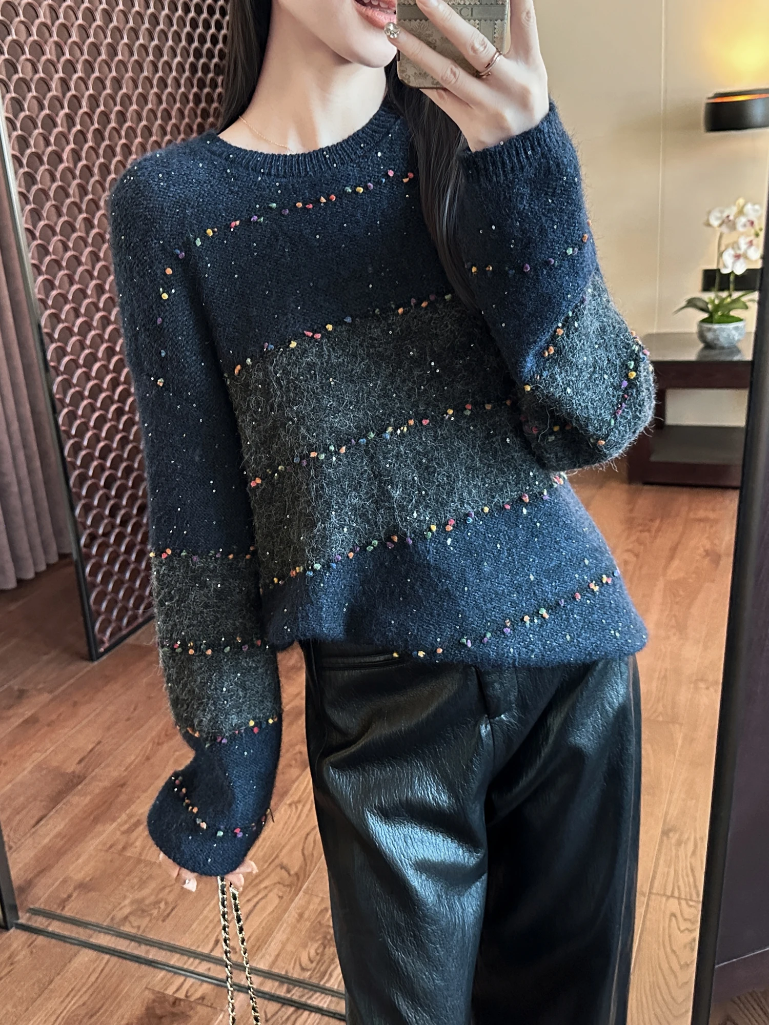 

Шерстяной вязаный топ королевского синего цвета от You See, повседневный, свободного кроя, мягкий и удобный, с длинными рукавами, женская трикотажная одежда