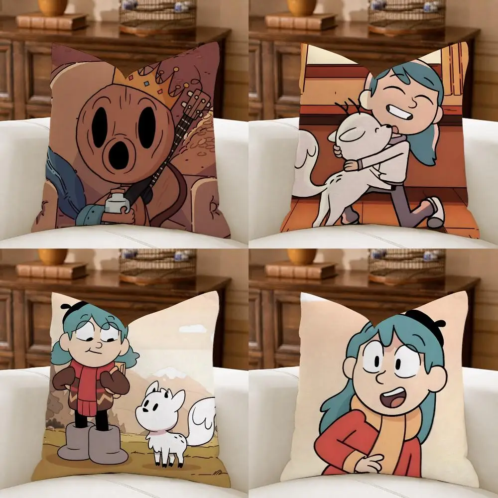 Cartoon H-Hilda Cushion Cover Organic Linen Square Pillow Case Durable Non-Allergenic And Kind To Skin