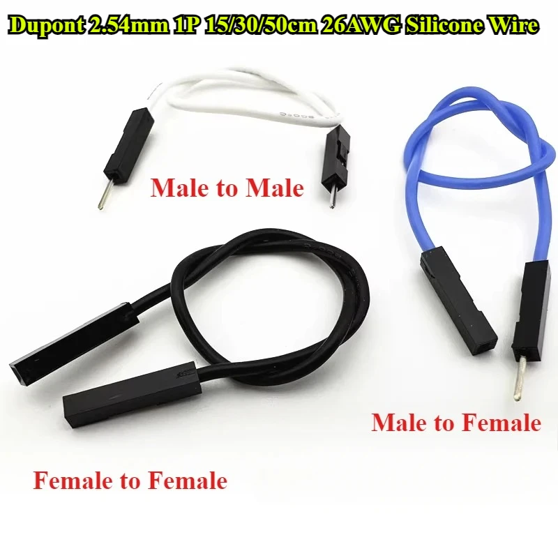 50Pcs/lot Breadboard Dupont 2.54mm Cable For Arduino Line 2.54mm Male Female Dupont Jumper Wire 15/30/50cm 26AWG Silicone Wire