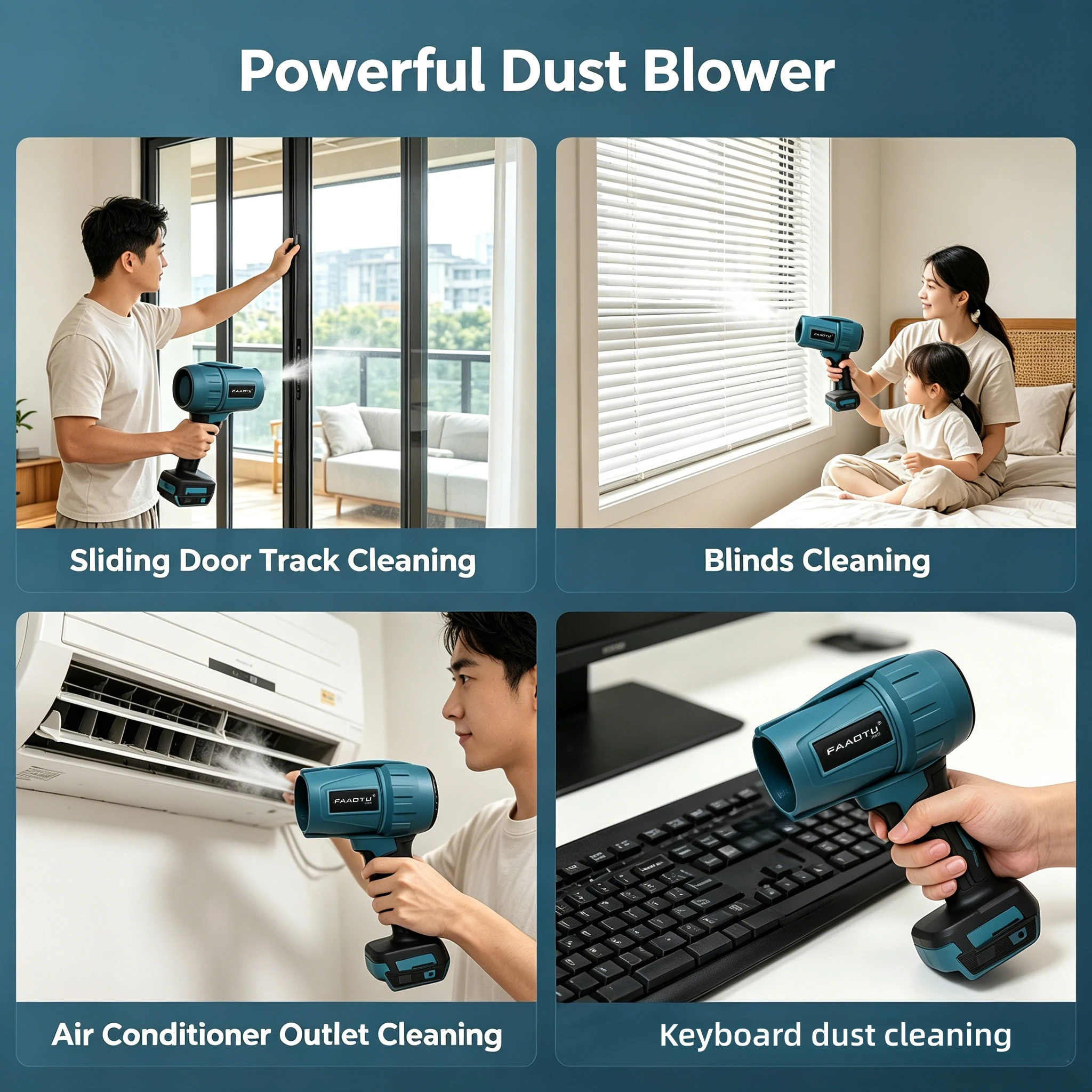 FAAOTU Violent Blower 18V Electric Air Duster Wind Speed Turbo Rechargeable Car Cleanin Tool Suitable for MT Battery