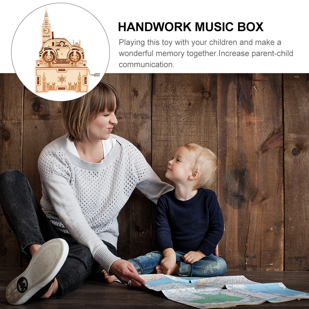 

1Set Wooden DIY Music Box Puzzle Hand Assembly Easy Step Instructions Early Education Parent Child Music Box for Kids