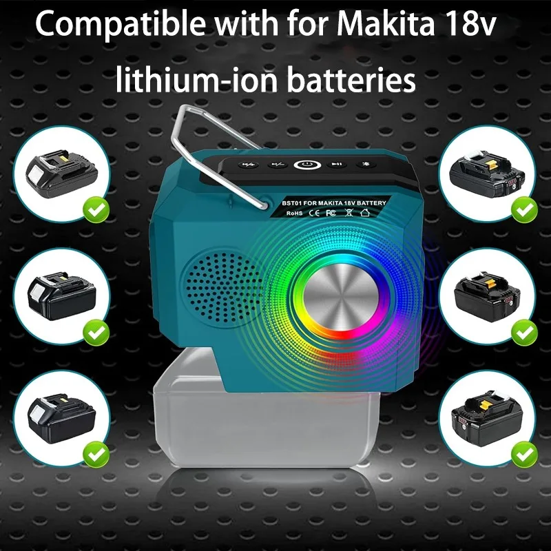 جديد 2025 سماعة لاسلكية تعمل بالبلوتوث المتكلم لراديو بطارية ماكيتا 18 فولت/20 فولت مع مخرج USB ونوع C لمشغل حفلات التخييم في الهواء الطلق #2