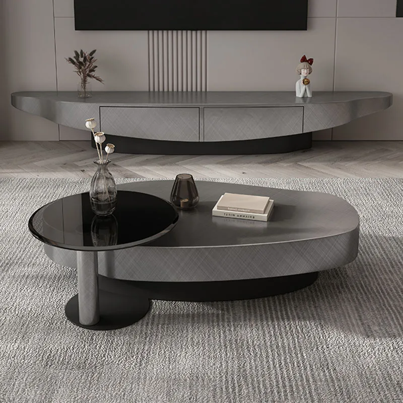 Irregular Low Coffee Tables Metal Black Glass Hotel Modern Nordic Coffee Table Minimalist Floor Beistelltisch Furniture For Home