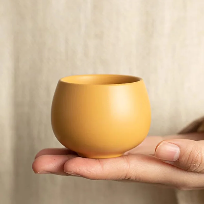 Gelbe Ton Zisha Luohan Teetasse, handgefertigte Yixing Master Cup für traditionelle Gongfu-Teezeremonie, Sammlergeschenk