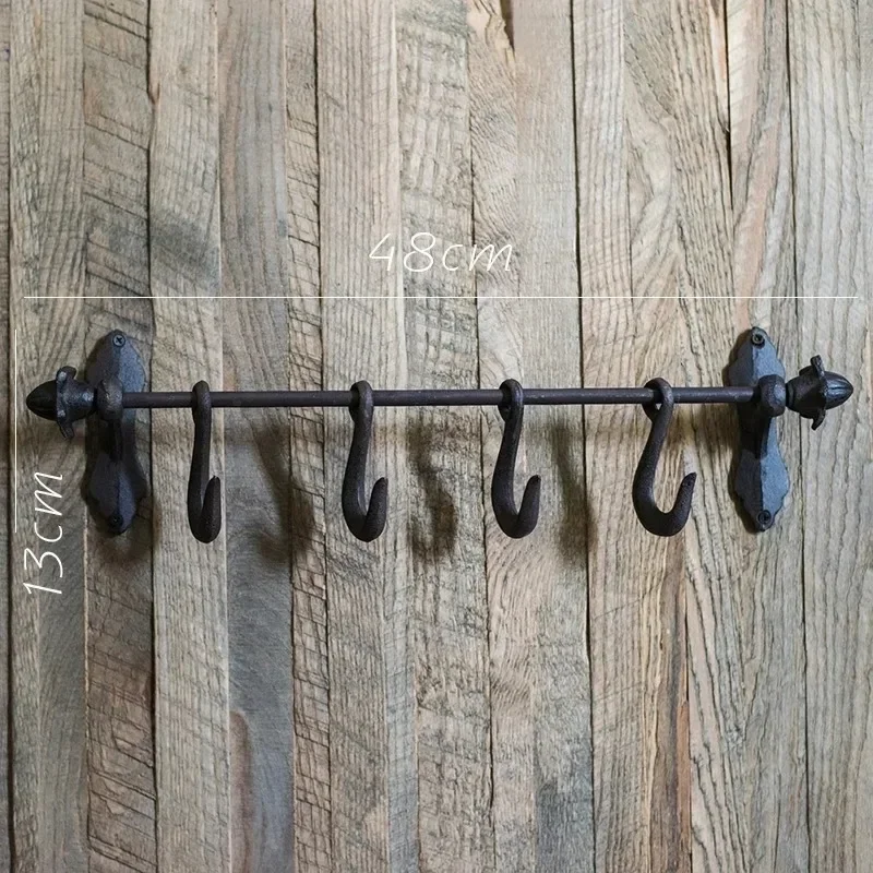 Iron Decorative Hook Vintage Bar Accessory Rustic Wall-Hanging Hook Dining Area Cup Holder Entranceway Coat Organizer.
