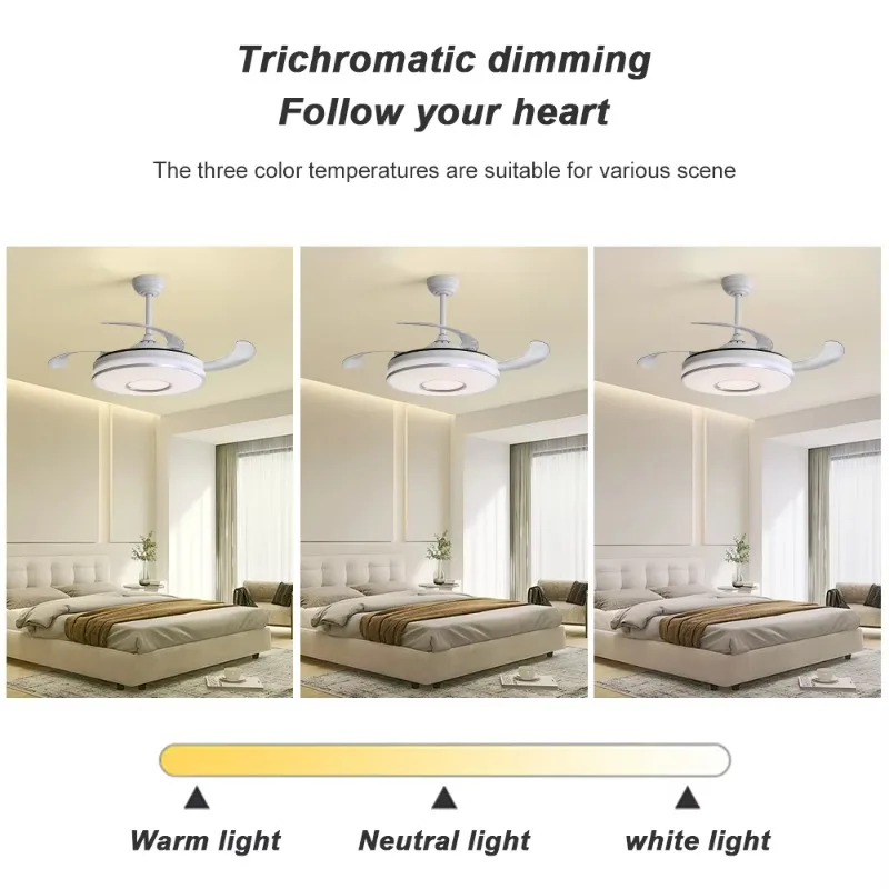Hot-selling 42-inch remote control retractable folding blade ceiling fan with light