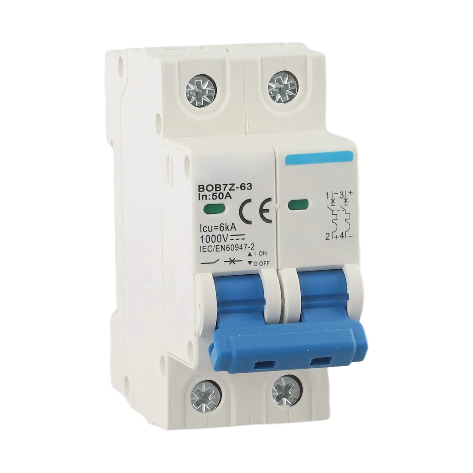 ​ 6-63A قطاع دارة 1 قطعة 2 القطب ABS/قطاع دارة بلاستيكية فواصل مزدوجة MCB مصغرة الشمسية الكهروضوئية مفيدة