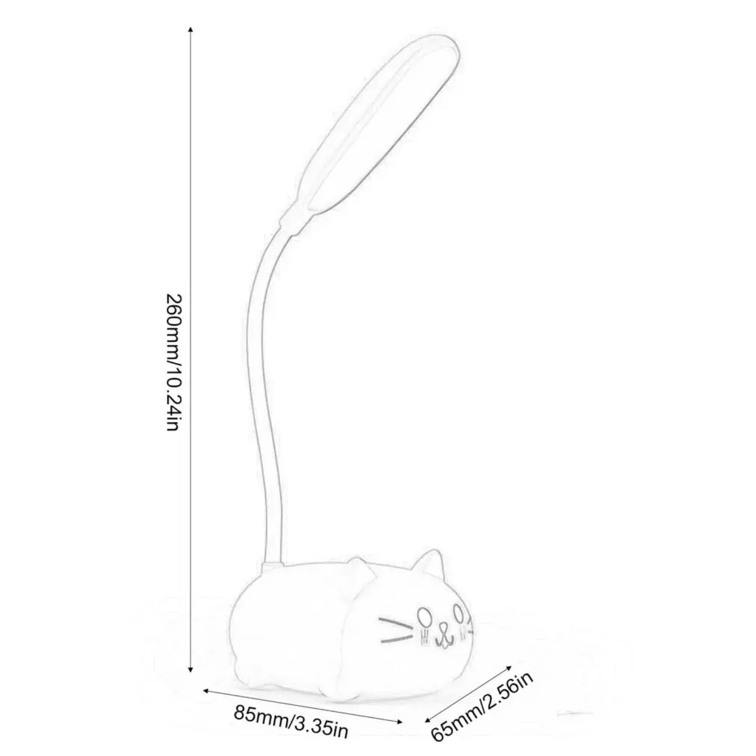 LED colorido dos desenhos animados gato noite luz, bonito quente branco Desk Lamp, USB proteção para os olhos, abajur para criança, leitura, bonito, novo