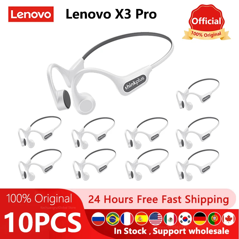 Original Lenovo X3 Pro Bone Conduction Wireless Bluetooth 5.3 Headphone 10pcs / 5pcs / 2pcs Ear Hook Sports Earphones Wholesale
