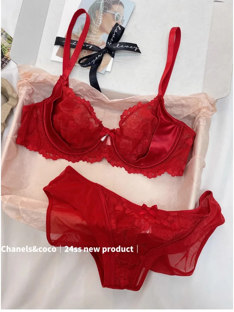 Christmas Nightwear Set Pure Desire, Push Up Bra & G-string Gift Anti-Side Boob Lingerie for Curvy & Small Chest MOYISU Sexy Bra