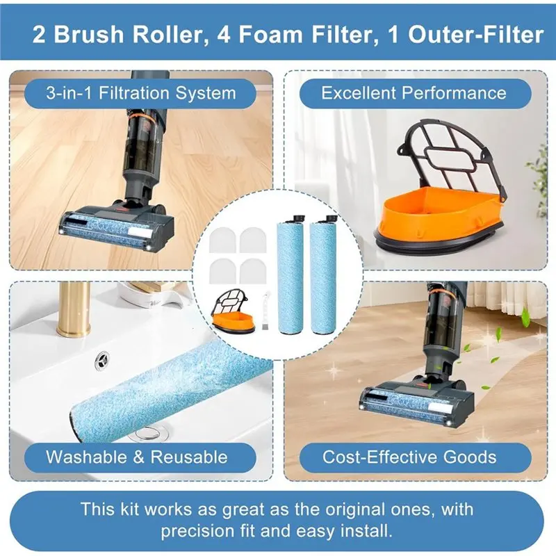 

2025-For Shark Hydrovac Replacement Kit Brush Roll For Shark WD261 Foam Filter For Shark AW261