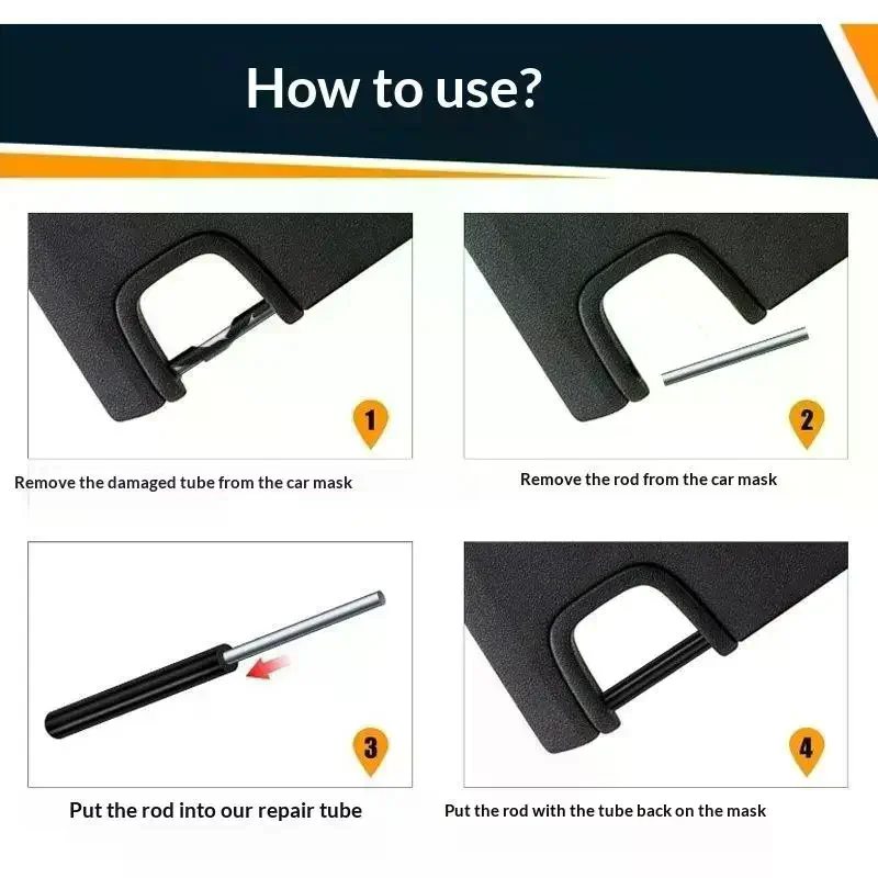 Premium Sun Visor Repair Tube Kit Heavy Duty for  Wrangler JK JKU 2007-2017 Driver Passenger Side Car Replacement Accessory