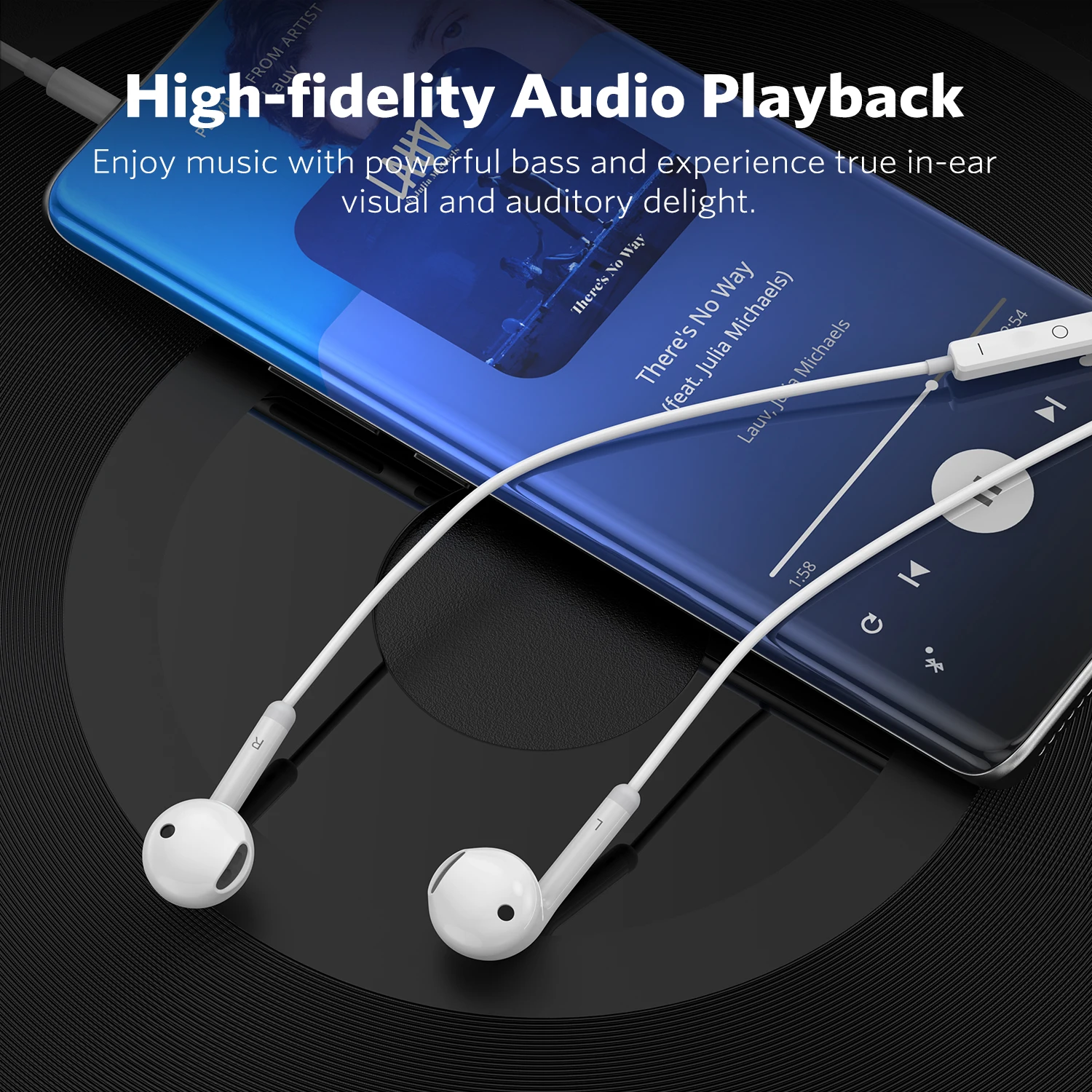MeeGoo 3.5mm Wired Earphones with Mic, 10mm Dynamic Driver, Noise Isolation, In-Ear Ergonomic Design, Volume Control, White