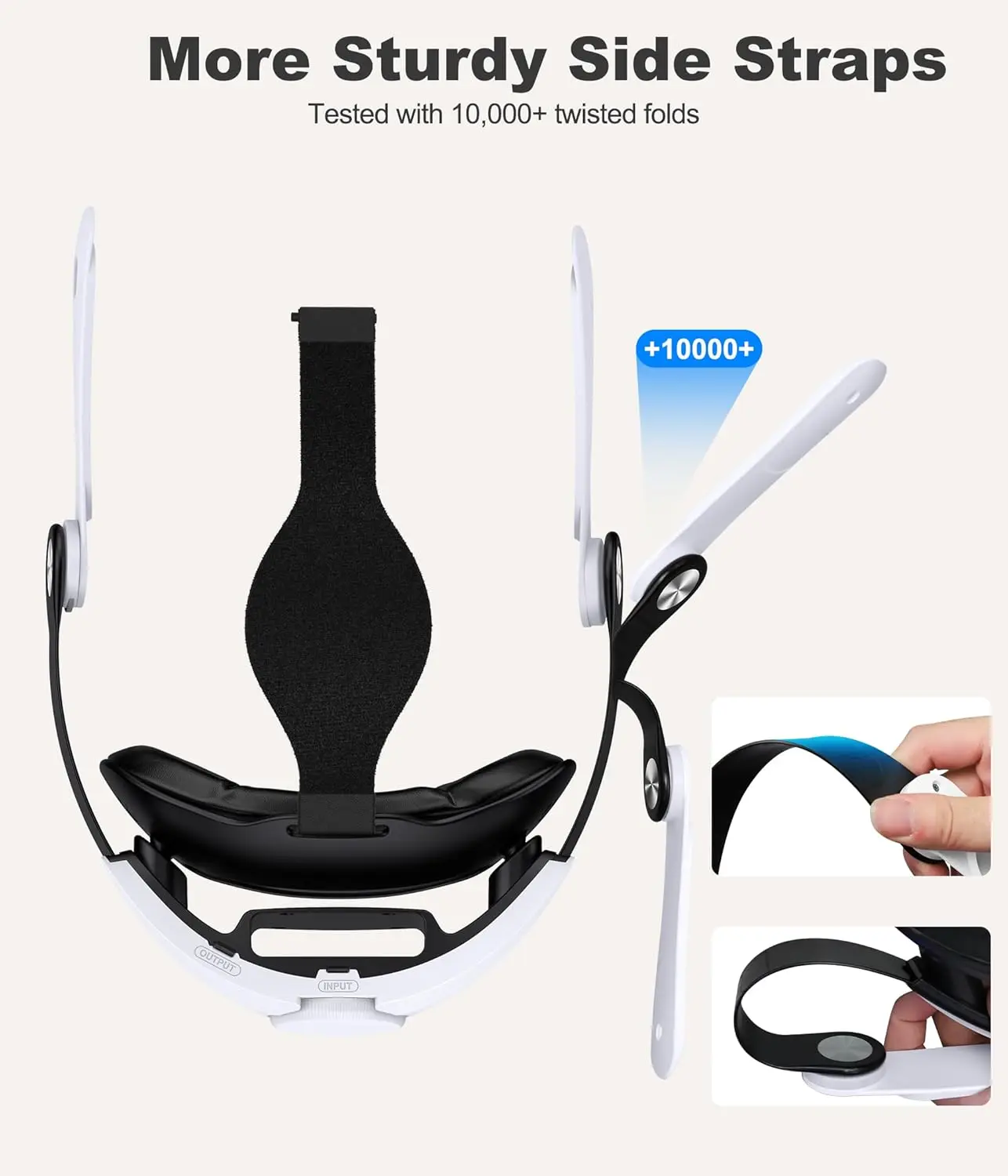 MQ1000 لـ Meta Quest 3S/Quest 3/Quest 2 حزام الرأس لحزام النخبة VR سماعة الرأس حزام الضغط بلاي ستيشن فيتا لعبة