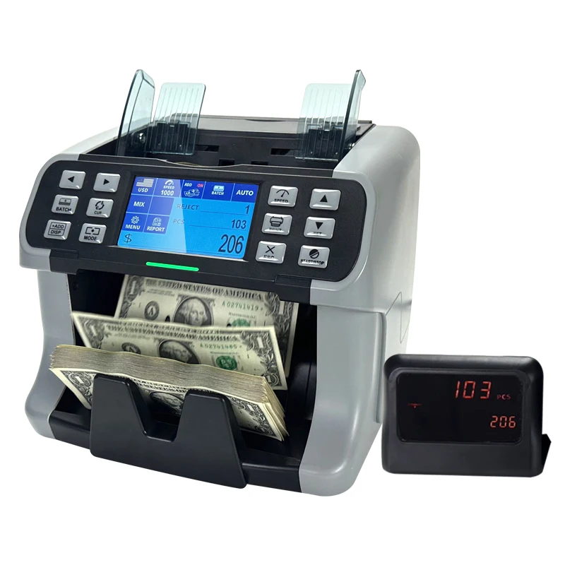 Latest Mixed Amount Calculator Touch Panel Value Counter Dual CIS Money Counter Fake Notes Sorter Bill Notes Counting Machine