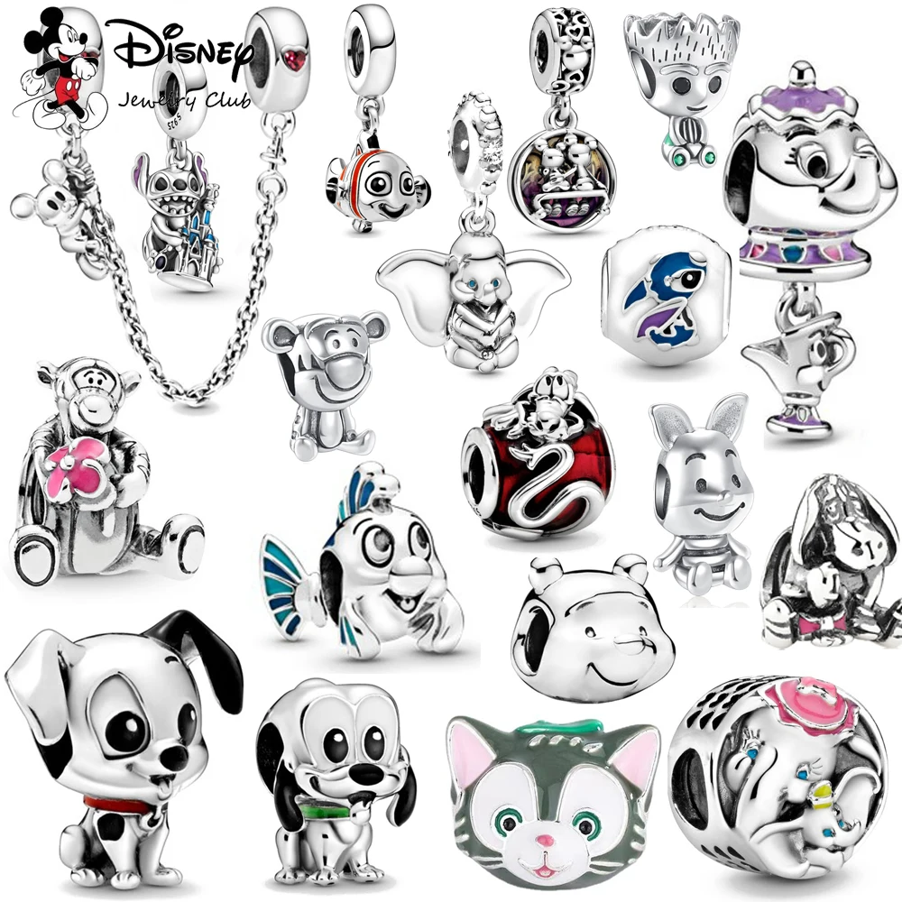 New Disney Dumbo Mickey Chain Stitch Dalmatians Pendant Charms Beads For Original 925 sterling silver Bracelet Necklace Jewelry