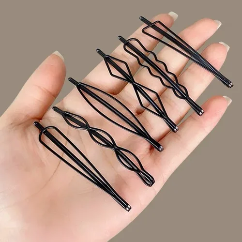 Imagen 2 del producto 3/12 Uds. Pinzas para el cabello negras, horquillas onduladas a la moda, pasadores de Metal, Clip BB Invisible, horquillas onduladas, accesorios para el cabello
