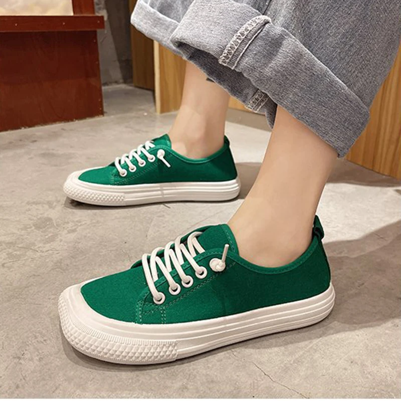 Women Canvas Shoes Flats Female Lace-up White Sneakers Breathable Casual Woman Vulcanized Shoes Zapatillas Mujer Chaussure Femme