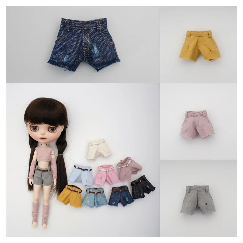 

Аксессуары для кукольной одежды Blythe, маленькая тканевая кукольная одежда, джинсовые рваные шорты azone ob22 ob24, джинсовые шорты
