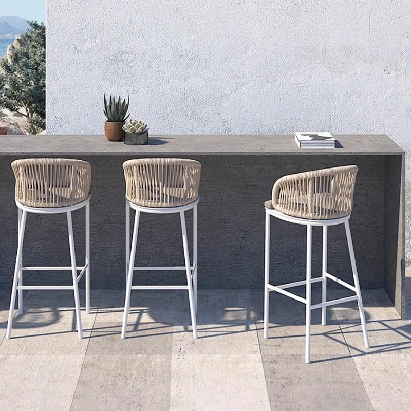 

Outdoor bar chair three-piece aluminum alloy restaurant bar terrace high table and chair garden courtyard bar dining chair