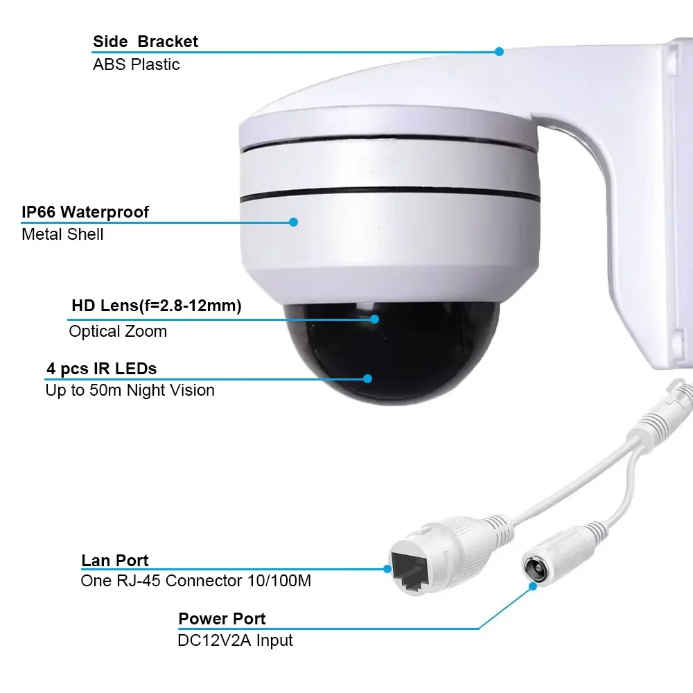8MP 4K 10CH PoE NVR Security Kit POE PTZ Dome IP Cameras 12X Zoom Audio Record IP66 Outdoor Remote View CCTV Surveillance System