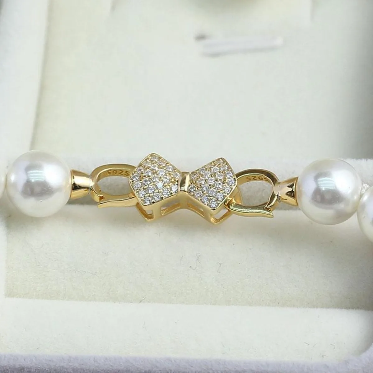 S925 Sterling Silver Zircon Bow‑Shaped Necklace Clasp Connector Fashion Sweet DIY Pearl Jewelry Making Supplies