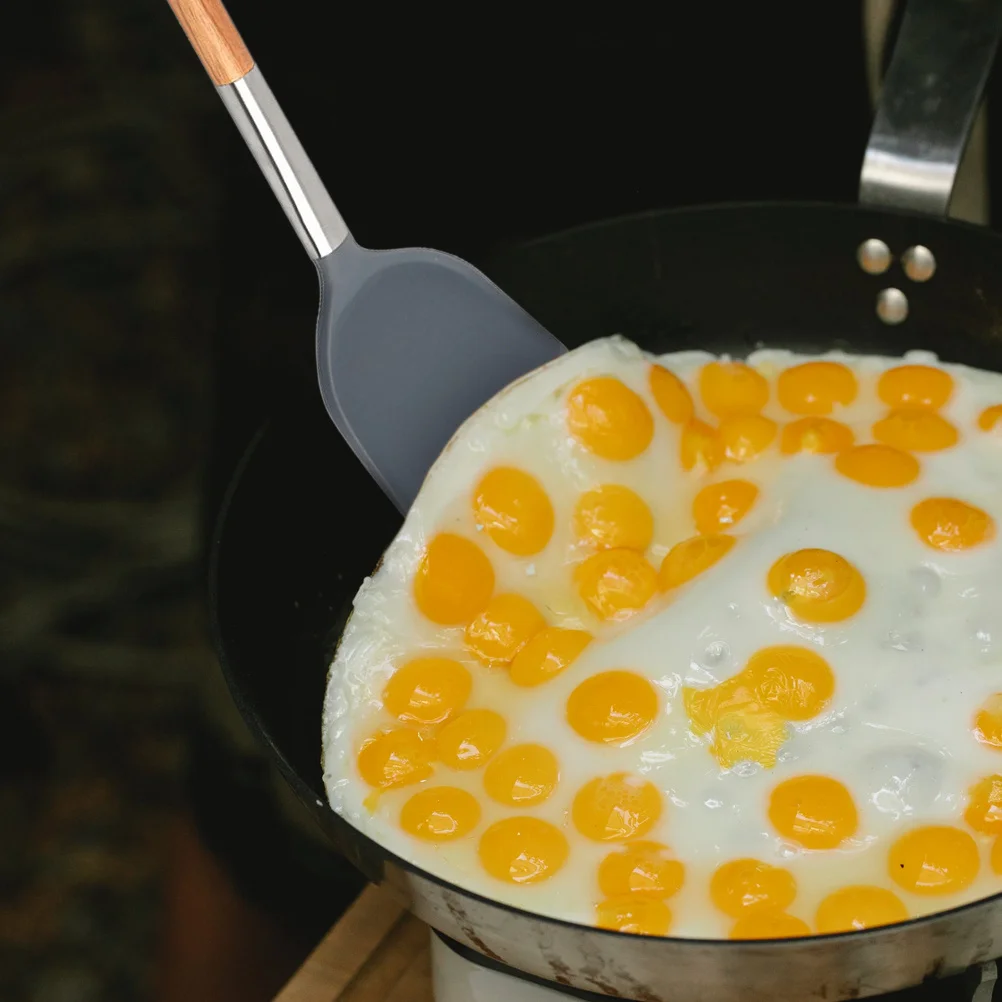 

Силиконовая кухонная лопатка с деревянной ручкой, антипригарная кухонная лопатка, термостойкая лопатка для выпечки, эргономичный дизайн, подвесное отверстие