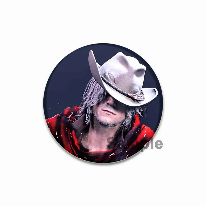 Dante Cartoon Cosplay Badge Game Anime Devil May Cry Brooch HD Print Handmade Pins for Backpack Accessories Clothes Decoration